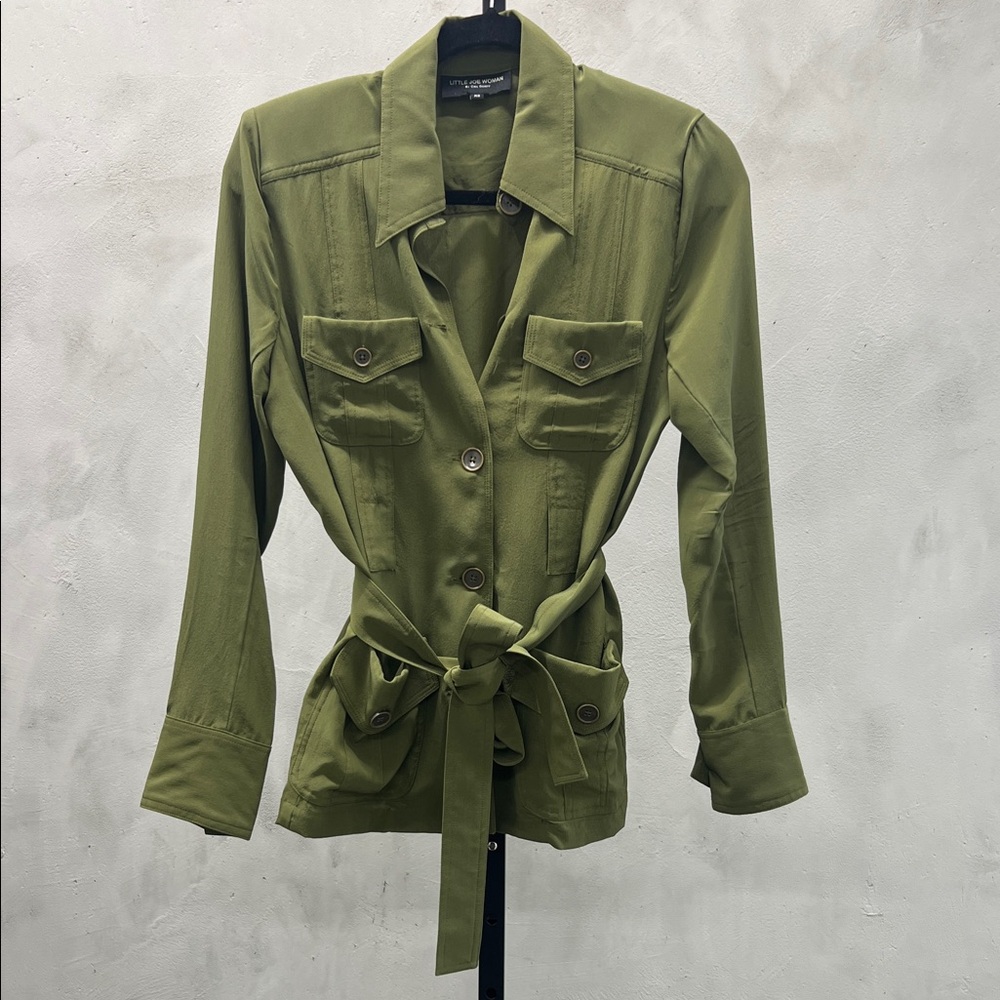 Women's Olive Utility Tie-Waist Jacket